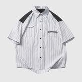 Gestreiftes Hemd mit Patchwork-Taschen